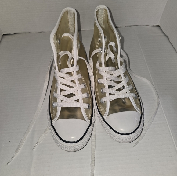 Converse Shoes Womens 4 Clear Plastic Sneakers Chucks All Star Lace Up 148633C - Picture 2 of 5